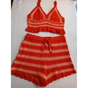 Madden NYC crochet summer short set size L  boho outfit. Brand new without tags